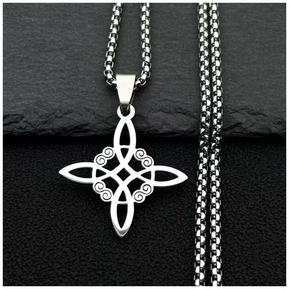 Minimalist Stainless Steel Celtic Knot Pendant Necklace Irish Lore Jewelry